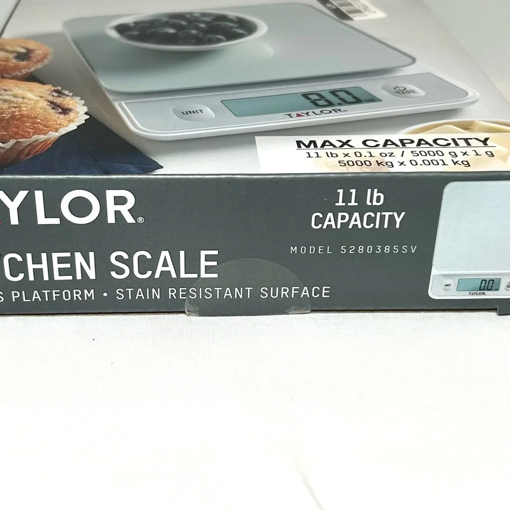 Taylor Kitchen Scale: up to 11 lbs, Glass Platform, Stain Resistant Surface NIB